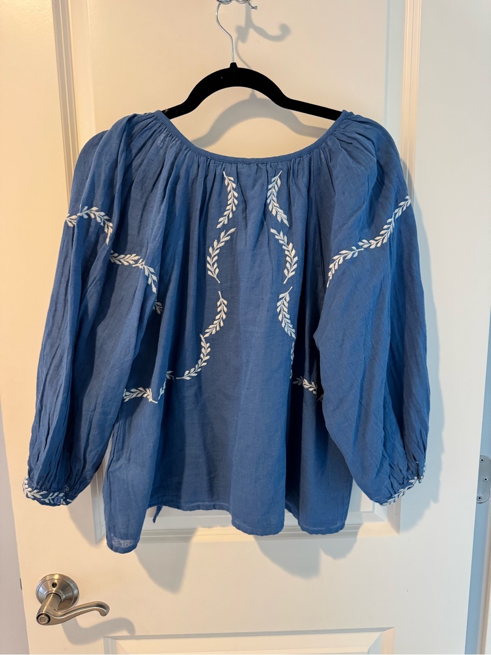 Emerson Fry India Collection Lucy Dove Embroidery Blouse Riviera Flax | S - Picture 6 of 7